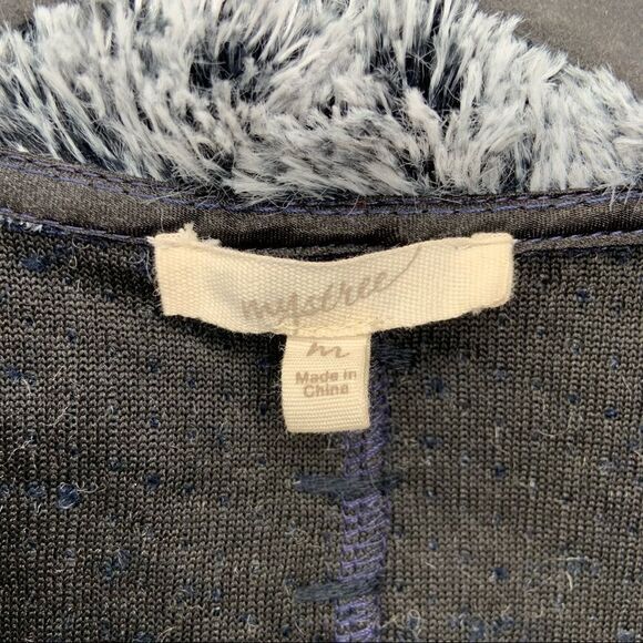 Sz Medium Blue & Gray Faux fur collar jacket - Picture 3 of 6